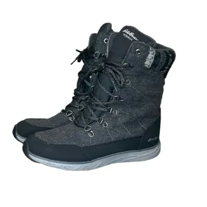 Eddie Bauer Waterproof Laurel Lace‎ Boots Size 9 Dark Smoke Black Grey Snow Moon