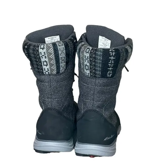 Eddie Bauer Waterproof Laurel Lace‎ Boots Size 9 Dark Smoke Black Grey Snow Moon