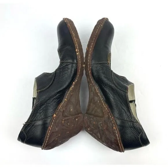 El Naturalista Ambar Jilly Wedge Shoes 40 Black Leather Comfort Womens