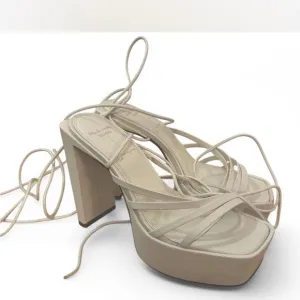 Elegant Beige Strappy Platform Heels