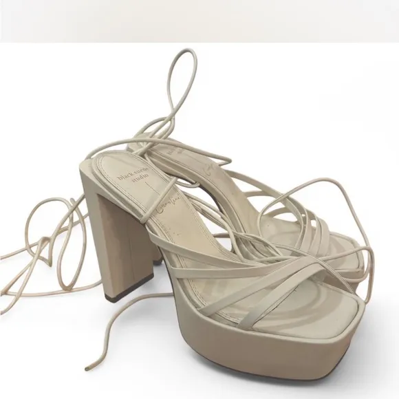 Elegant Beige Strappy Platform Heels