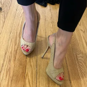 Elegant Tan Slingback Platform Christian Dior heels sz 8