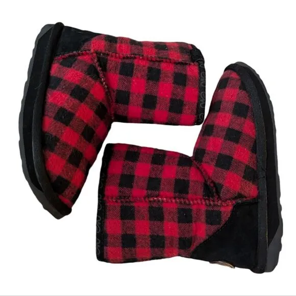 Emu Australia boys red and black checkered plaid lumberjack boots size 1