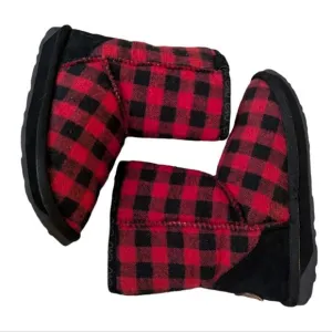 Emu Australia boys red and black checkered plaid lumberjack boots size 1