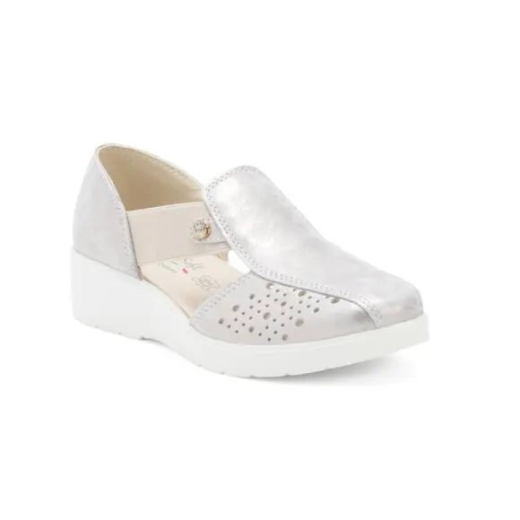 ENVAL SOFT Grey Made In Italy Leather Comfort Shoes