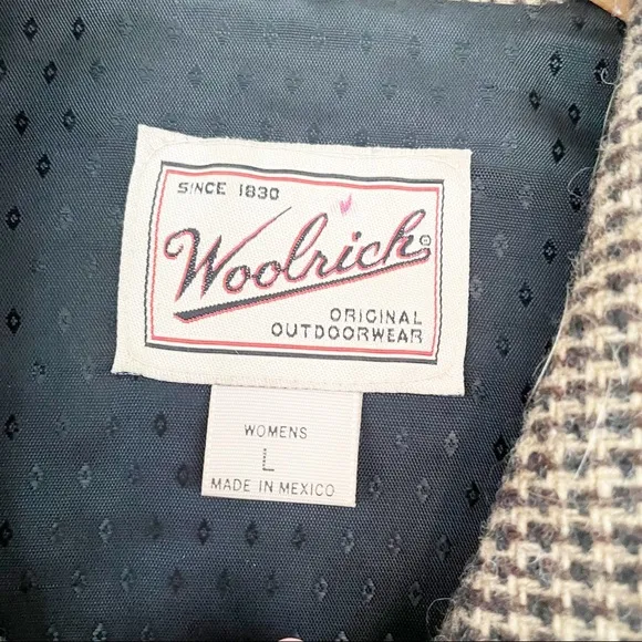 EUC Woolrich Woman Houndstooth Vintage Tweed Preppy Coat L