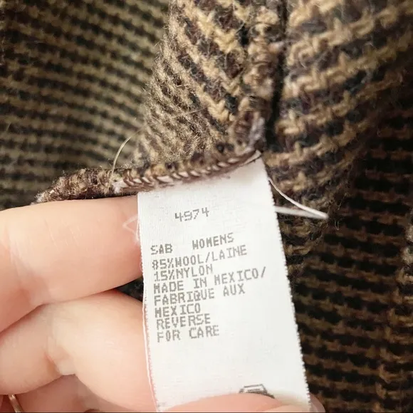 EUC Woolrich Woman Houndstooth Vintage Tweed Preppy Coat L