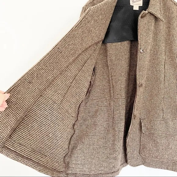 EUC Woolrich Woman Houndstooth Vintage Tweed Preppy Coat L