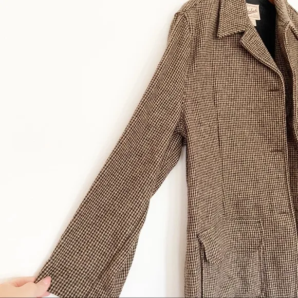 EUC Woolrich Woman Houndstooth Vintage Tweed Preppy Coat L