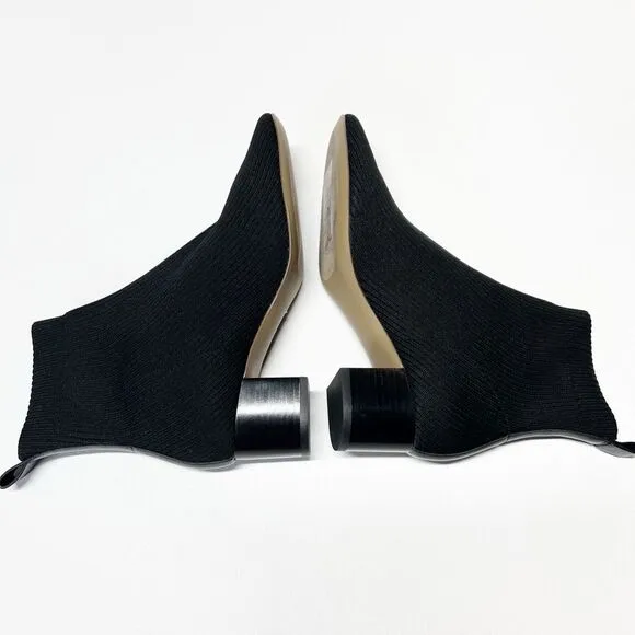 Everlane The Glove Boot Rib Knit Ankle Sock Boots Size 7 ReKnit Black Block Heel