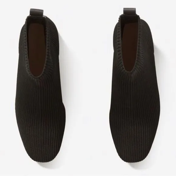 Everlane The Glove Boot Rib Knit Ankle Sock Boots Size 7 ReKnit Black Block Heel