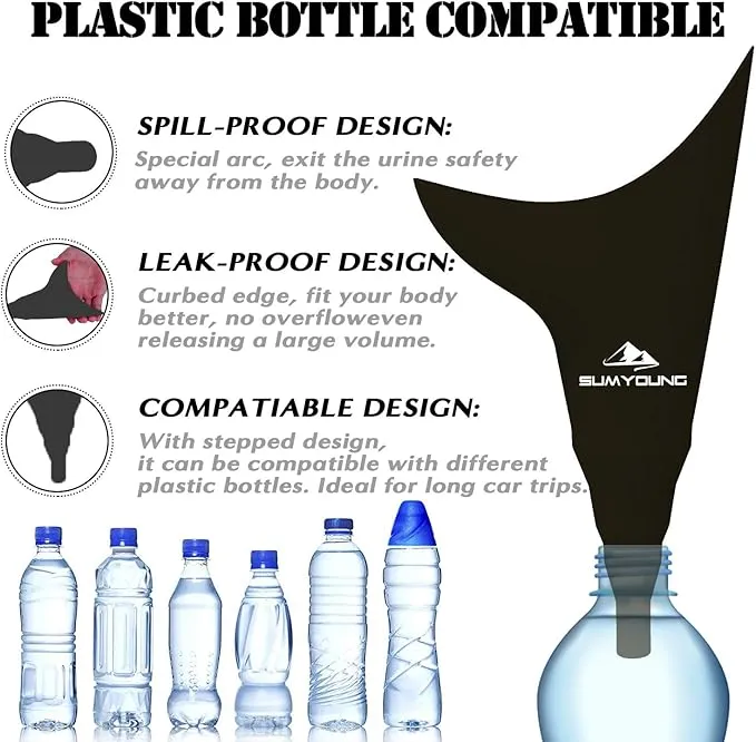 Female Urination Device,Reusable Silicone Female Urinal Portable Women Pee Funnel Urine Cup Allows Pee Standing Up,Compact Design for Car Travel Camping Hiking,with Drawstring Bag and Carabine