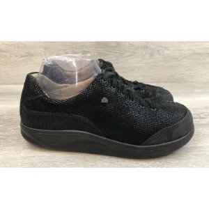 Finn Comfort Ikebukuro 6309513 Women 7.5 Black Houndstooth Leather Oxford Shoes