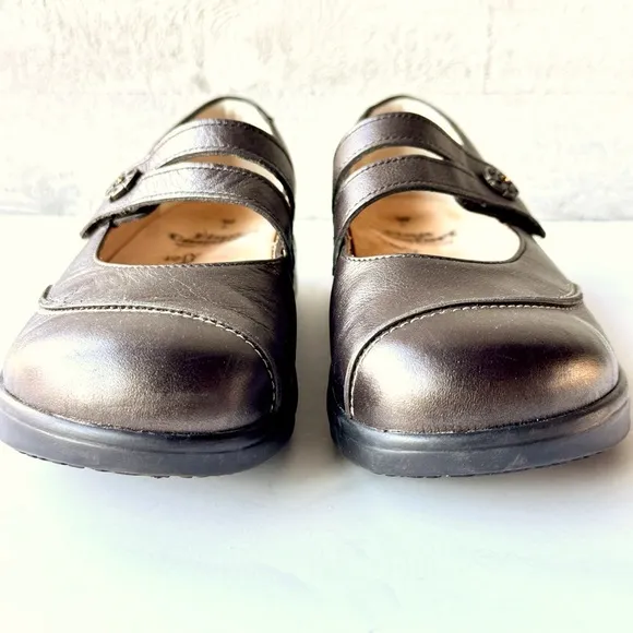 Finn Comfort Sacramento Mary Jane Shoes Brown Metallic Velcro Hippie UK 6W US 8W