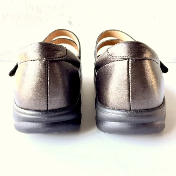 Finn Comfort Sacramento Mary Jane Shoes Brown Metallic Velcro Hippie UK 6W US 8W