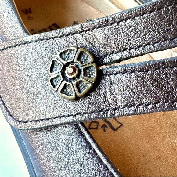 Finn Comfort Sacramento Mary Jane Shoes Brown Metallic Velcro Hippie UK 6W US 8W