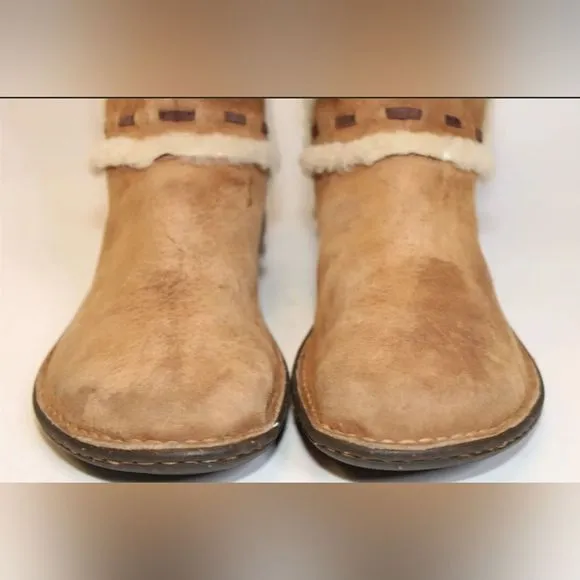 Flash Sale UGG 12 Elijo Chestnut Suede Shearling Pull On Cuffed Boots