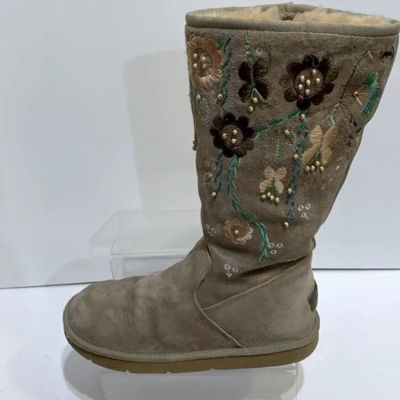 Floral Ugg Tall boot rare tan browns 5193