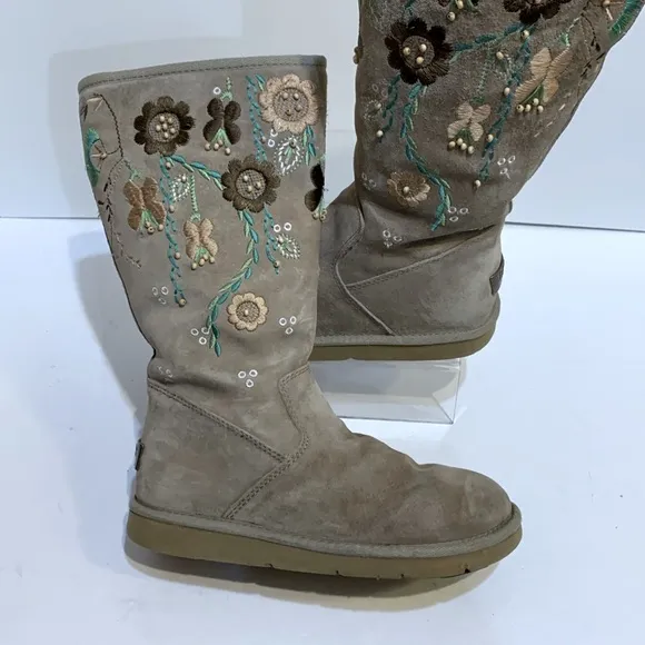 Floral Ugg Tall boot rare tan browns 5193