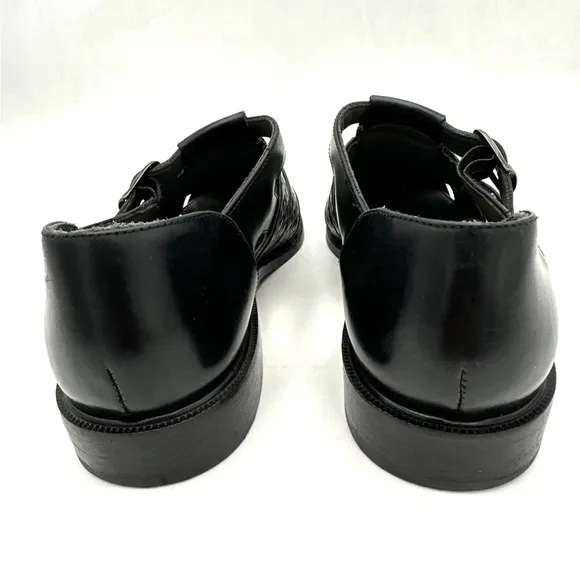 Florsheim Fisherman Sandal Mens Black Leather Huarache Closed Toe Buckle Brazil