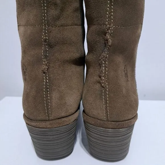 Fly London Yex Fold Over Comfy Suede Wedge Zip Ankle Boots Size 36 US 5.5 Brown