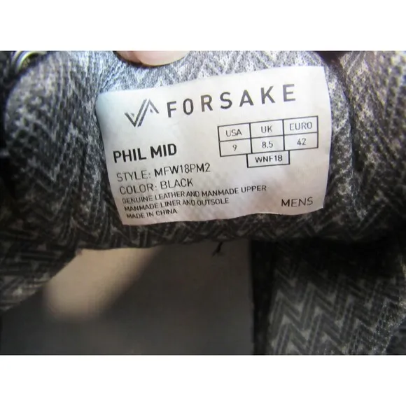 Forsake Phill Mid Black Leather Waterproof Chukka Boots Size 9 EUC