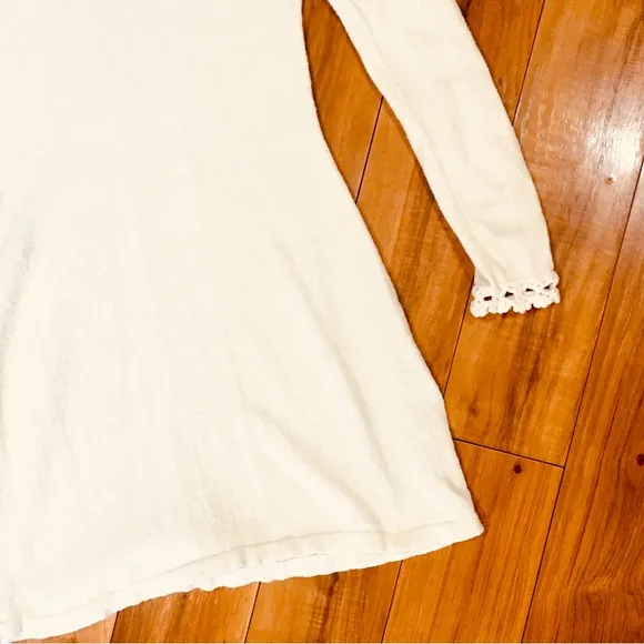 Free People boho sweater knit antique white ivory dress small cottage we