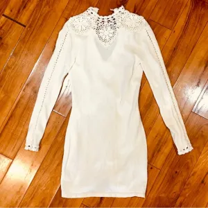 Free People boho sweater knit antique white ivory dress small cottage we
