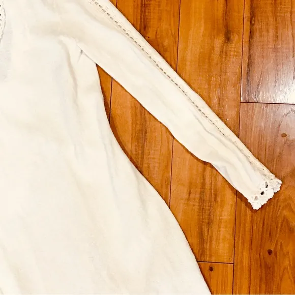 Free People boho sweater knit antique white ivory dress small cottage we
