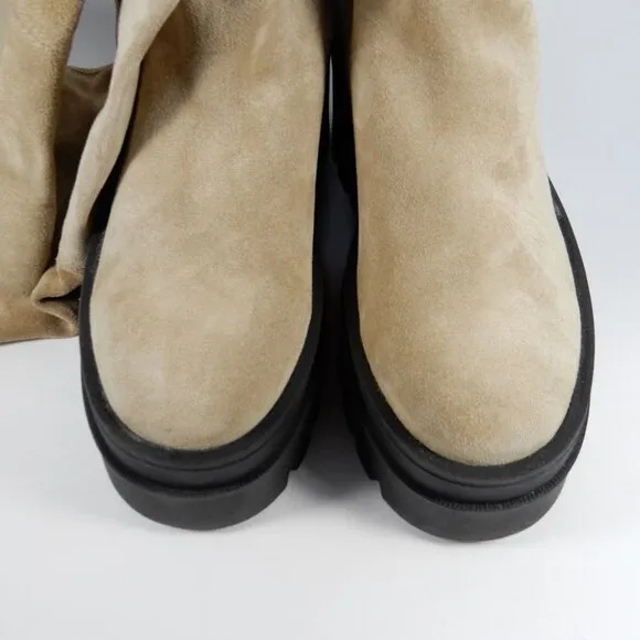 Free People London Calling Wedge Over-the-Knee Boots Size 37 7 Stone Suede NEW