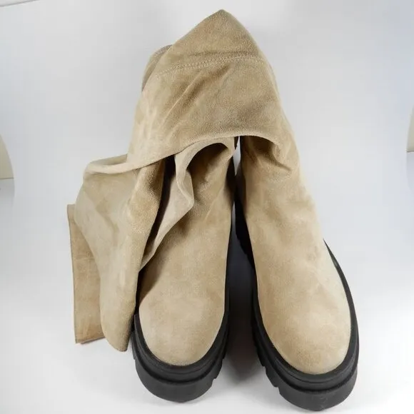 Free People London Calling Wedge Over-the-Knee Boots Size 37 7 Stone Suede NEW