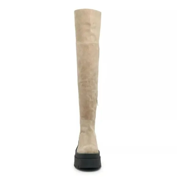 Free People London Calling Wedge Over-the-Knee Boots Size 37 7 Stone Suede NEW