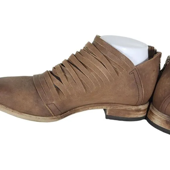 FREE PEOPLE Women's Lost Valley EU38 US7,5 Leather Cutout Booties Shoes