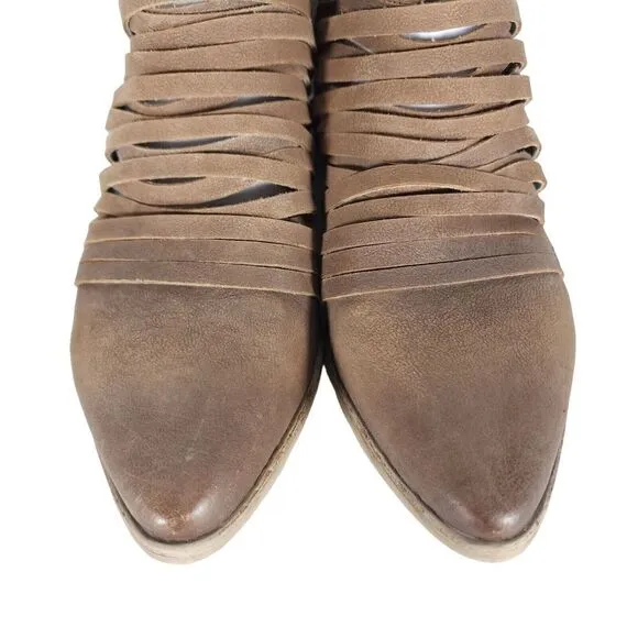 FREE PEOPLE Women's Lost Valley EU38 US7,5 Leather Cutout Booties Shoes