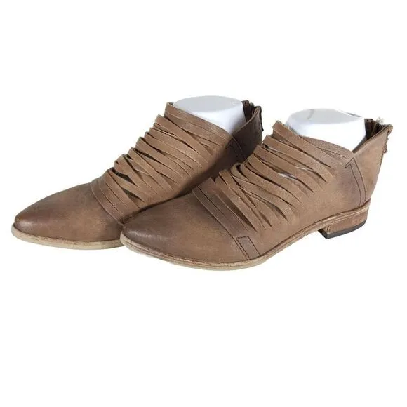 FREE PEOPLE Women's Lost Valley EU38 US7,5 Leather Cutout Booties Shoes
