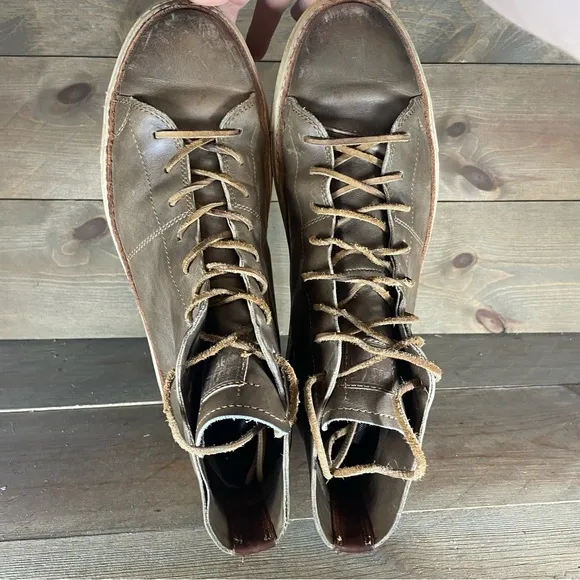 frye gates mens size 11 shoes brown leather comfort lace up sneakers