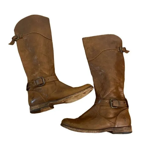 Frye Phillip Riding Boots Brown Leather Size 6