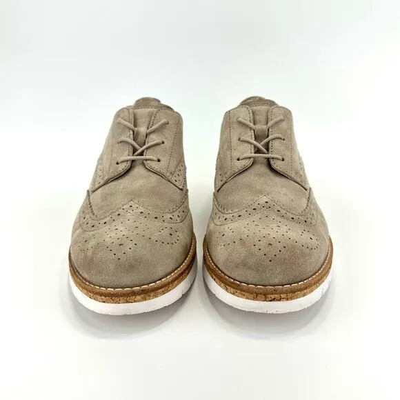 GABOR COMFORT OPTIFIT UNISEX TAN SUEDE LACE-UP WINGTIP OXFORD SNEAKER
