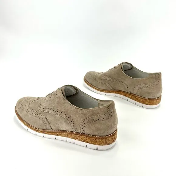 GABOR COMFORT OPTIFIT UNISEX TAN SUEDE LACE-UP WINGTIP OXFORD SNEAKER