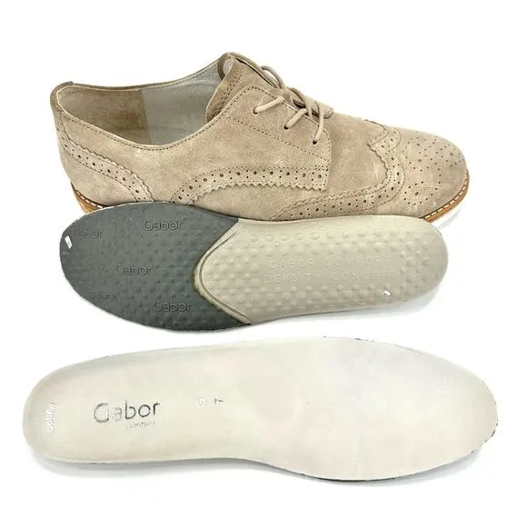 GABOR COMFORT OPTIFIT UNISEX TAN SUEDE LACE-UP WINGTIP OXFORD SNEAKER