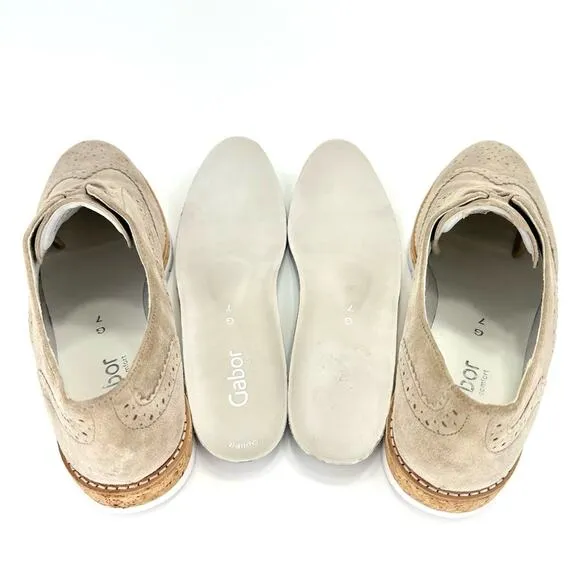 GABOR COMFORT OPTIFIT UNISEX TAN SUEDE LACE-UP WINGTIP OXFORD SNEAKER