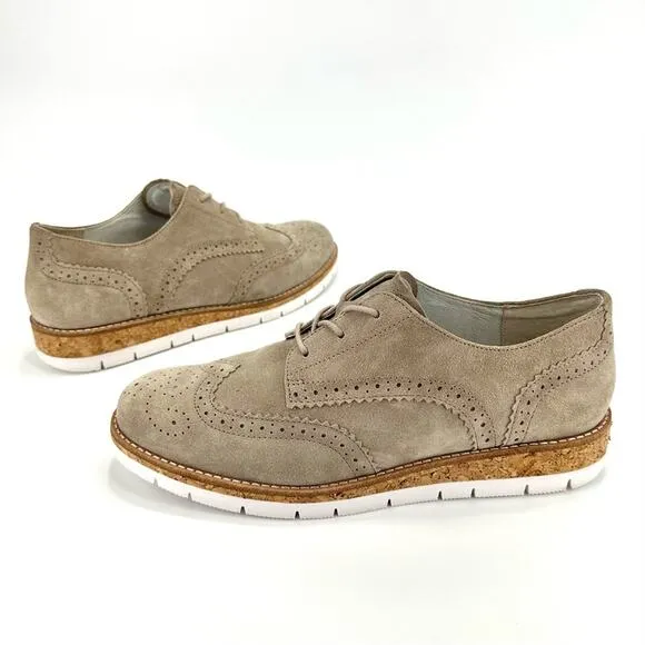 GABOR COMFORT OPTIFIT UNISEX TAN SUEDE LACE-UP WINGTIP OXFORD SNEAKER