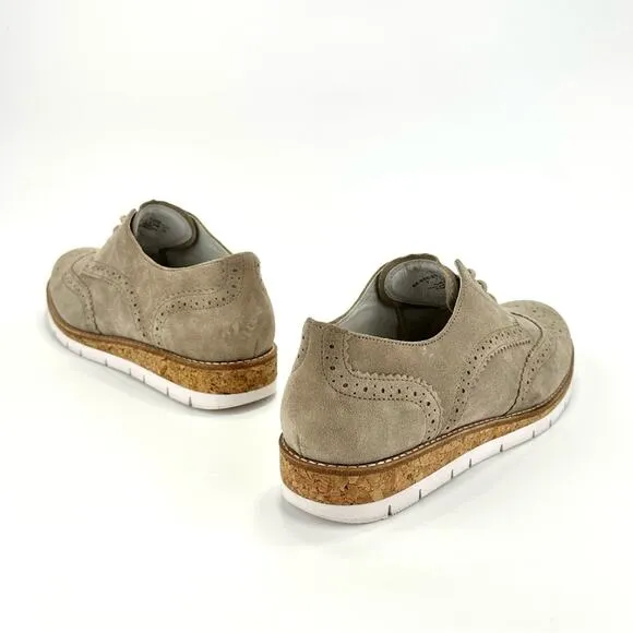 GABOR COMFORT OPTIFIT UNISEX TAN SUEDE LACE-UP WINGTIP OXFORD SNEAKER