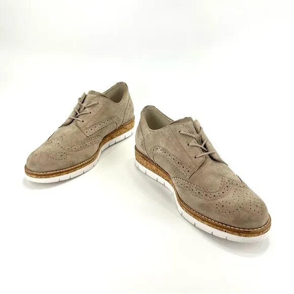 GABOR COMFORT OPTIFIT UNISEX TAN SUEDE LACE-UP WINGTIP OXFORD SNEAKER