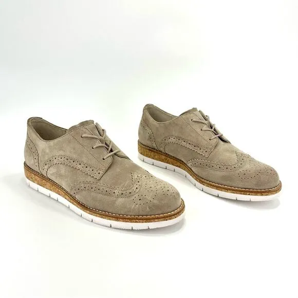 GABOR COMFORT OPTIFIT UNISEX TAN SUEDE LACE-UP WINGTIP OXFORD SNEAKER