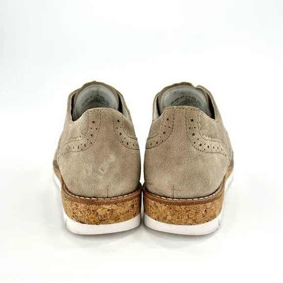 GABOR COMFORT OPTIFIT UNISEX TAN SUEDE LACE-UP WINGTIP OXFORD SNEAKER