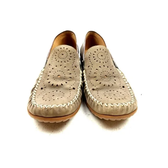 Gabor Shoes Womens UK 5.5 US 8 Comfort Soft Moccasin Loafer Taupe Perforated
