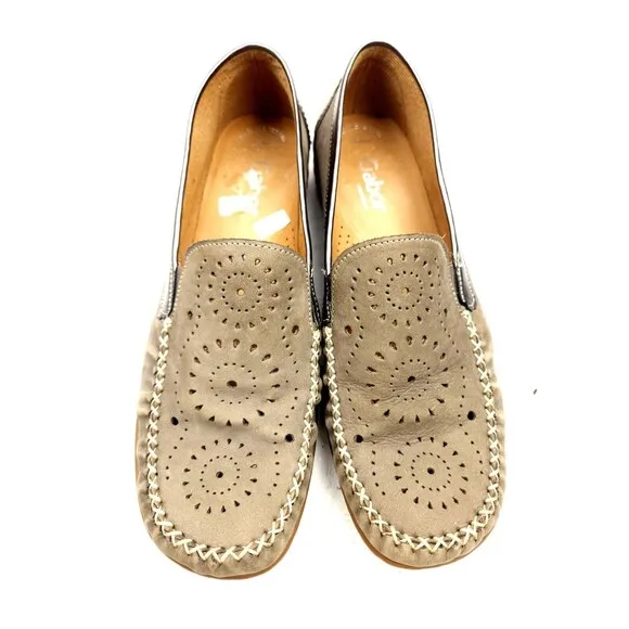Gabor Shoes Womens UK 5.5 US 8 Comfort Soft Moccasin Loafer Taupe Perforated