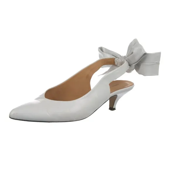 Ganni sz 9 leather bow accent Elegant White Slingback Heels