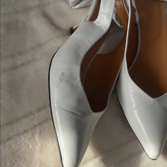 Ganni sz 9 leather bow accent Elegant White Slingback Heels